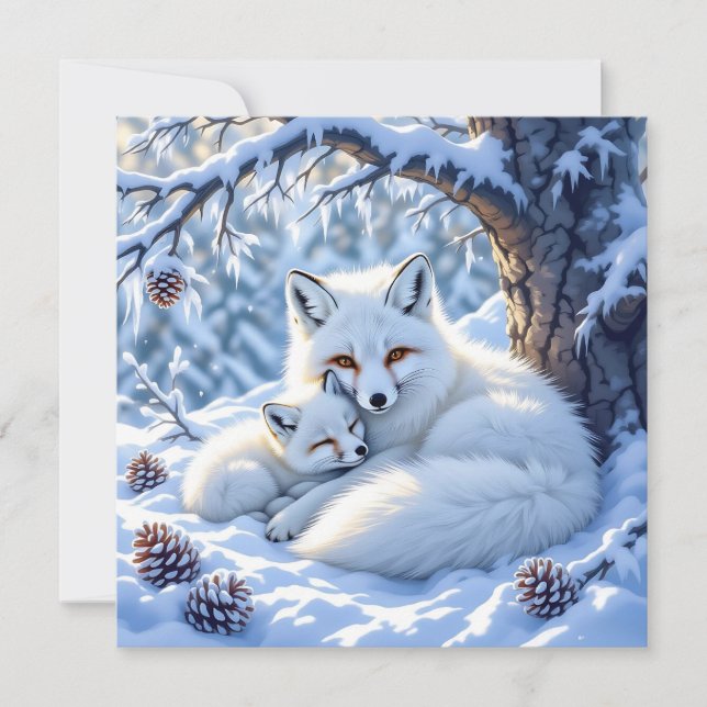 Foxes Themed Personalised Christmas Holiday Card (Front)