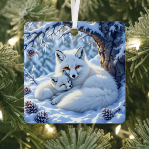 Foxes Themed Personalised Christmas Metal Tree Decoration