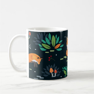 Foxes Trees Leaves Dark Background Coffee Mug