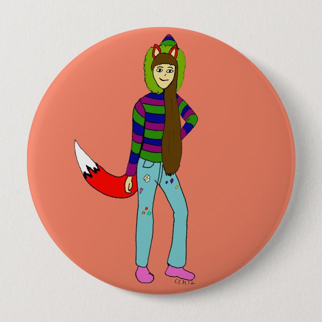 foxgirl 10 cm round badge (Front)