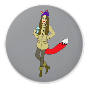 Foxgirl  ceramic knob