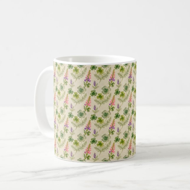 Foxglove and Shamrocks St. Patrick's Day Coffee Mug (Front Left)
