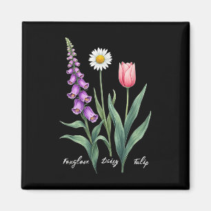Foxglove Daisy Tulip Flower Design Floral Girl Mum Magnet