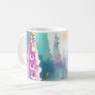 Foxglove Floral Abstract Watercolor Coffee Mug