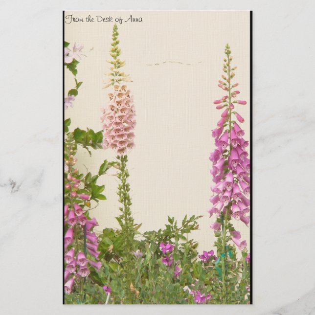 Foxglove Flower Personalised Stationery (Front)