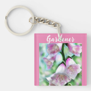 Foxglove Flowers Floral Pink Garden Personalised Key Ring