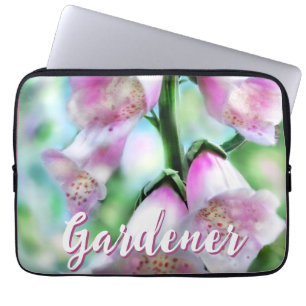 Foxglove Flowers Floral Pink Garden Personalised Laptop Sleeve