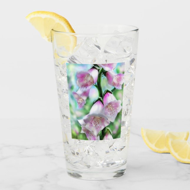Foxglove Flowers Floral Pink Lavender Green Flower Glass (Front Ice)