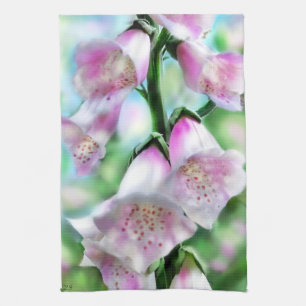 Foxglove Flowers Flower Floral Pink Purple Green Tea Towel