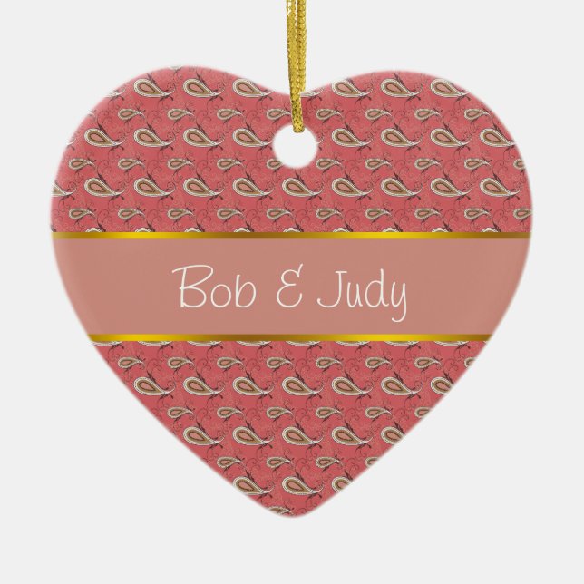 Foxglove Petal Paisley Pattern Ceramic Tree Decoration (Front)