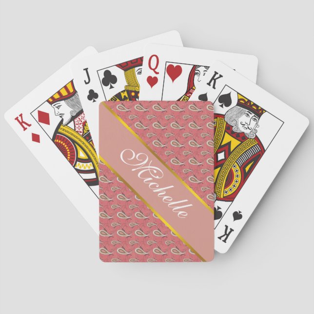 Foxglove Petal Paisley Pattern Playing Cards (Back)