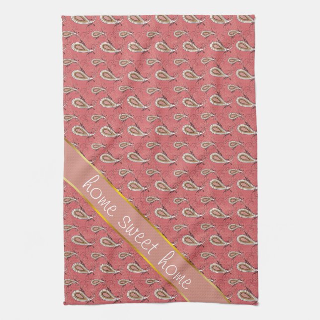 Foxglove Petal Paisley Pattern Tea Towel (Vertical)