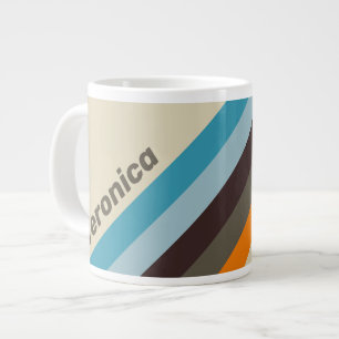 Foxglove Rust Stripes with Name Large Coffee Mug