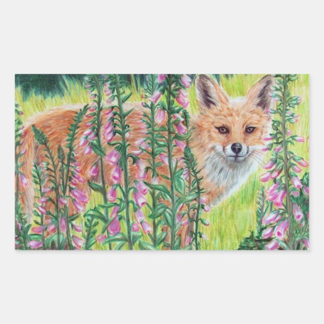 Foxgloves Rectangular Sticker (Front)
