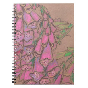 Foxgloves, soft pastels, life sketch, summer flowe notebook