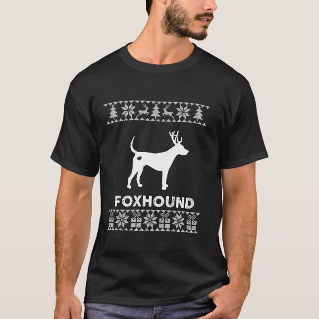 Foxhound Dog Lover Christmas Reindeer Ugly Christm T-Shirt (Front)