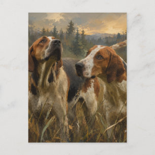 Foxhound Portrait – Noble Hunting Dog Holiday Postcard