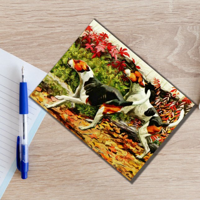 Foxhounds(English&American ) in autumn wood Postcard (Creator Uploaded)