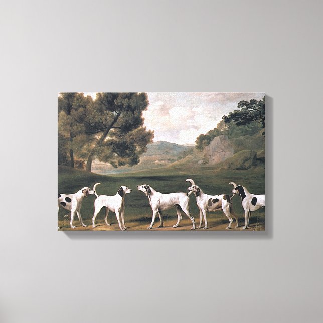 Foxhounds in a Rural Landscape (by George Stubbs) Canvas Print (Front)