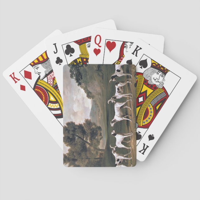 Foxhounds in a Rural Landscape (by George Stubbs) Playing Cards (Back)