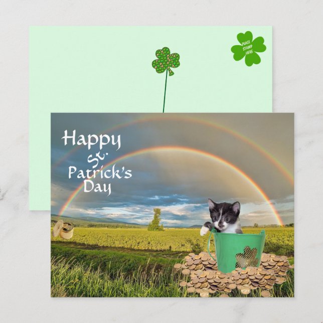 Foxi Moxi Cat's St. Patrick's Day Postcard (Front/Back)