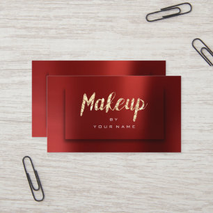 Foxier Gold Burgundy Typograph Makeup Artist 3D Business Card