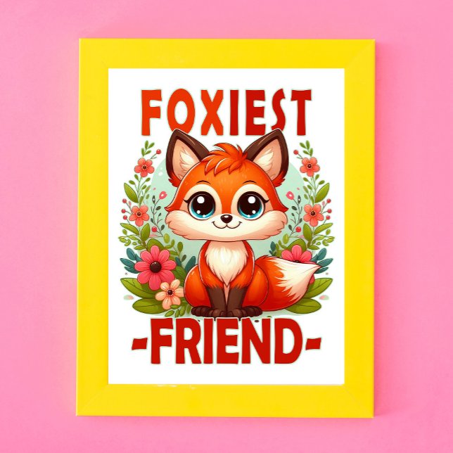 Foxiest Friend pun. Cute Baby Fox puppy cartoon Photo Print (Creator Uploaded)