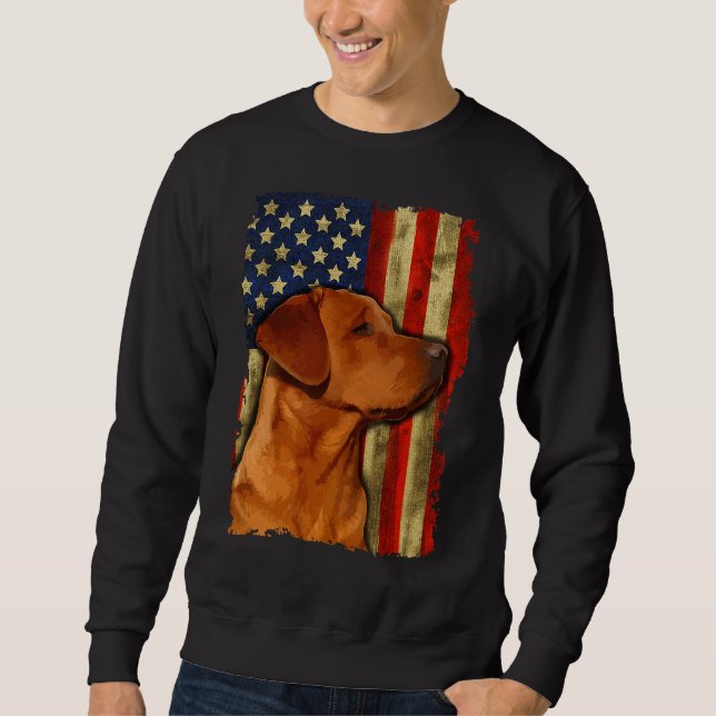 Foxred Labrador Retriever Us Flag Fox Red Labrador Sweatshirt (Front)
