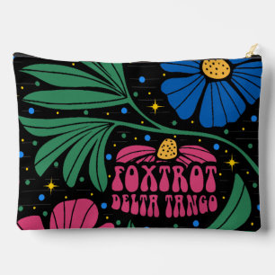 Foxtrot Delta Tango Flower Boho Accessory Pouch