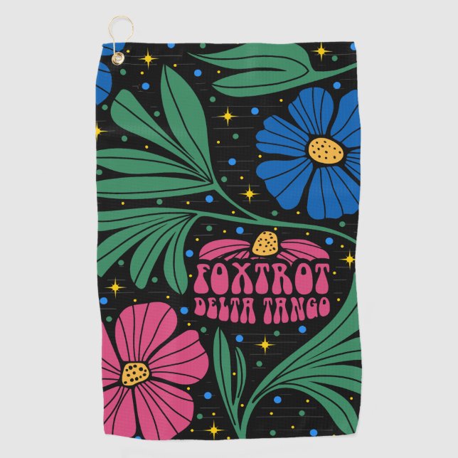 Foxtrot Delta Tango Flower Boho Golf Towel (Front)