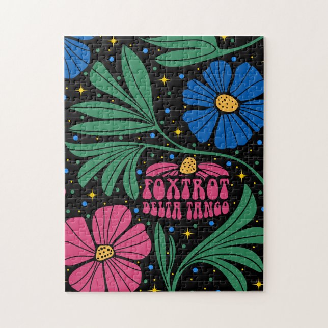 Foxtrot Delta Tango Flower Boho Jigsaw Puzzle (Vertical)