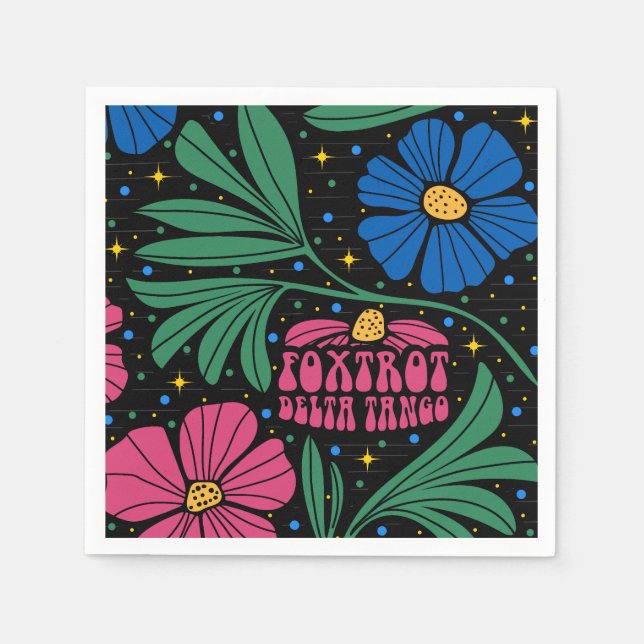 Foxtrot Delta Tango Flower Boho Napkin (Front)