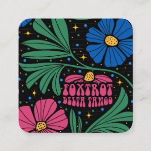 Foxtrot Delta Tango Flower Boho Square Business Card