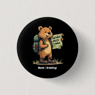 Foxtrots Deltas Tangos Funny Bear Retro Graphic 3 Cm Round Badge