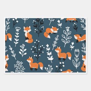Foxy Blue Wrapping Paper Sheet