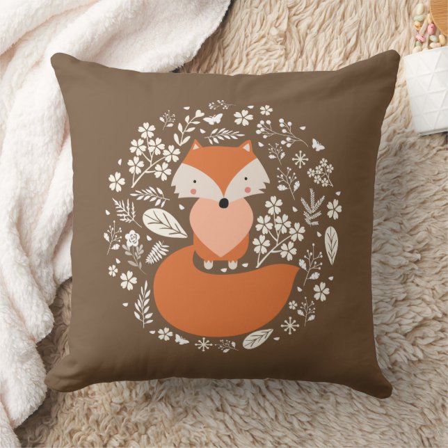 Foxy Cotton Throw Pillow, Throw Pillow 20" x 20" (Blanket)
