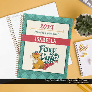 Foxy Cute!–with Flowers Custom Name Planner