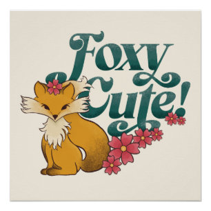 Foxy Cute with Flowers Poster