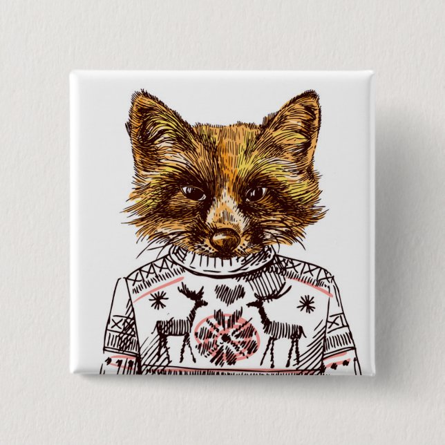 Foxy Dressed Fox 15 Cm Square Badge (Front)