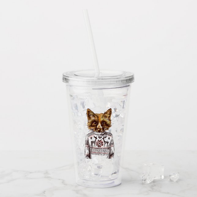 Foxy Dressed Fox Acrylic Tumbler (Front Ice)
