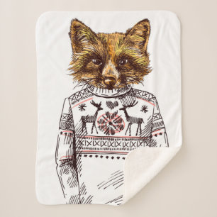 Foxy Dressed Fox Sherpa Blanket
