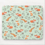 Foxy Floral Pattern Mouse Pad<br><div class="desc">Adorable fox pattern designed in Adobe Illustrator.</div>