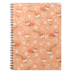 Foxy Floral Pattern Spiral Notebook