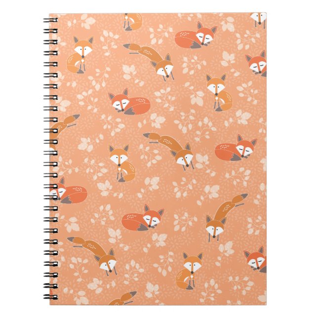 Foxy Floral Pattern Spiral Notebook (Front)