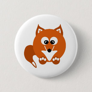 Foxy Fox Cartoon Button Badge