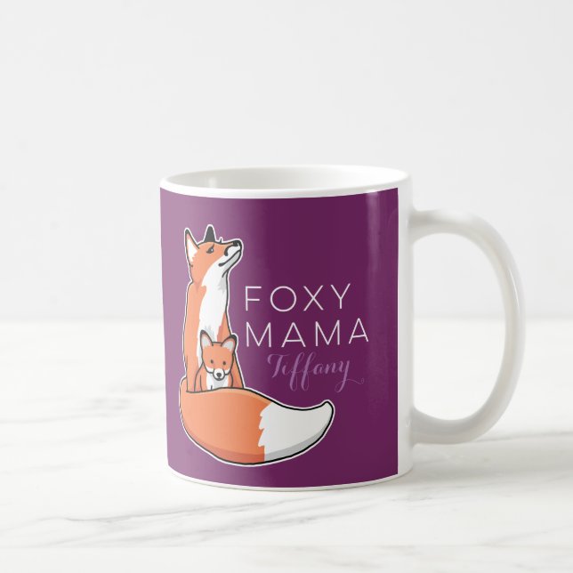 Foxy Fox Mama with Baby, Personalised Coffee Mug (Right)