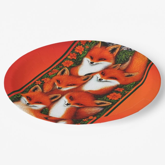 Foxy Fun Orange Paper Plate (Angled)