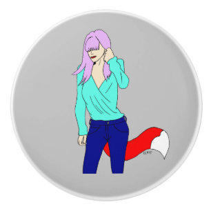 foxy girl   ceramic knob