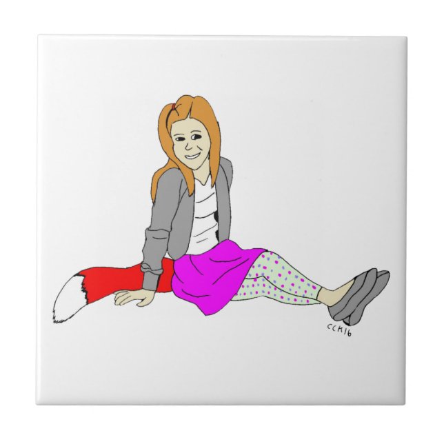foxy girl ceramic tile (Front)