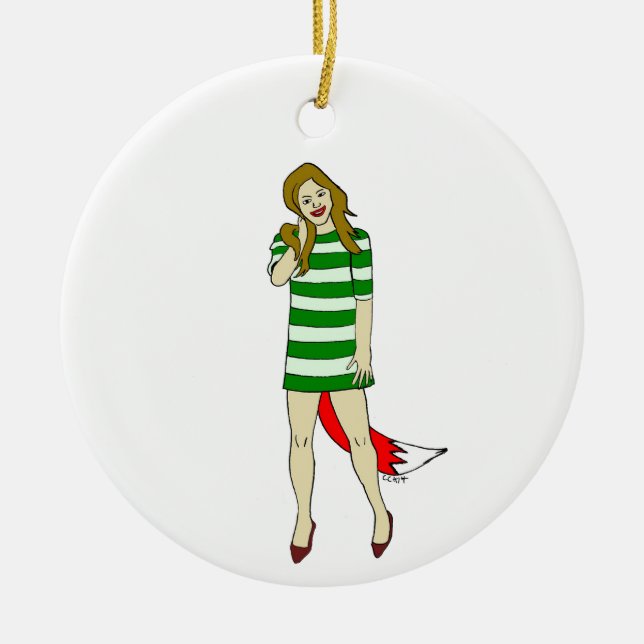 foxy girl    ceramic tree decoration (Front)